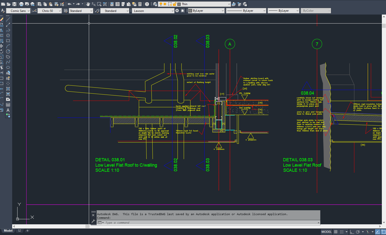 Working drawings in CAD